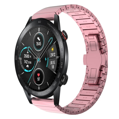 For Honor Magic Watch2 46mm 22mm One Bead Paint Butterfly Buckle Alloy Watch Band(Pink) by bashfashion