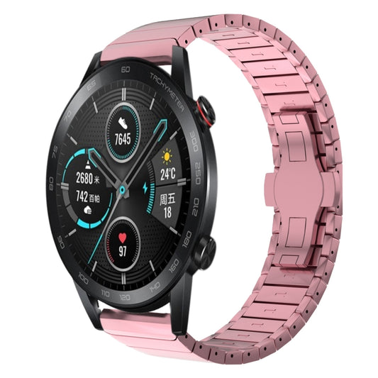 For Honor Magic Watch2 46mm 22mm One Bead Paint Butterfly Buckle Alloy Watch Band(Pink) by bashfashion