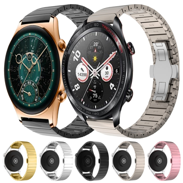For Honor Watch GS Pro 22mm One Bead Paint Butterfly Buckle Alloy Watch Band(Titanium Color) by bashfashion