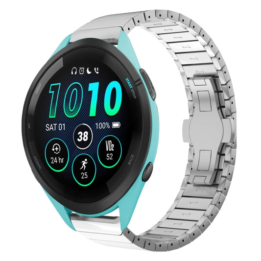 For Garmin Forerunner 265 Music 22mm One Bead Paint Butterfly Buckle Alloy Watch Band(Silver) by bashfashion