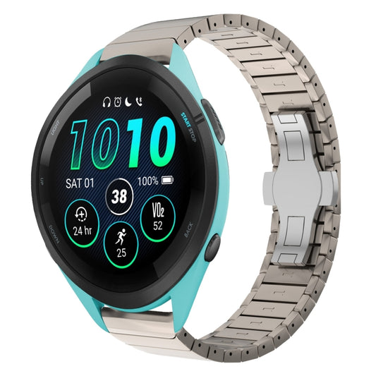 For Garmin Forerunner 265 Music 22mm One Bead Paint Butterfly Buckle Alloy Watch Band(Titanium Color) by bashfashion