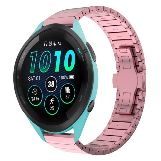 For Garmin Forerunner 265 Music 22mm One Bead Paint Butterfly Buckle Alloy Watch Band(Pink) by bashfashion