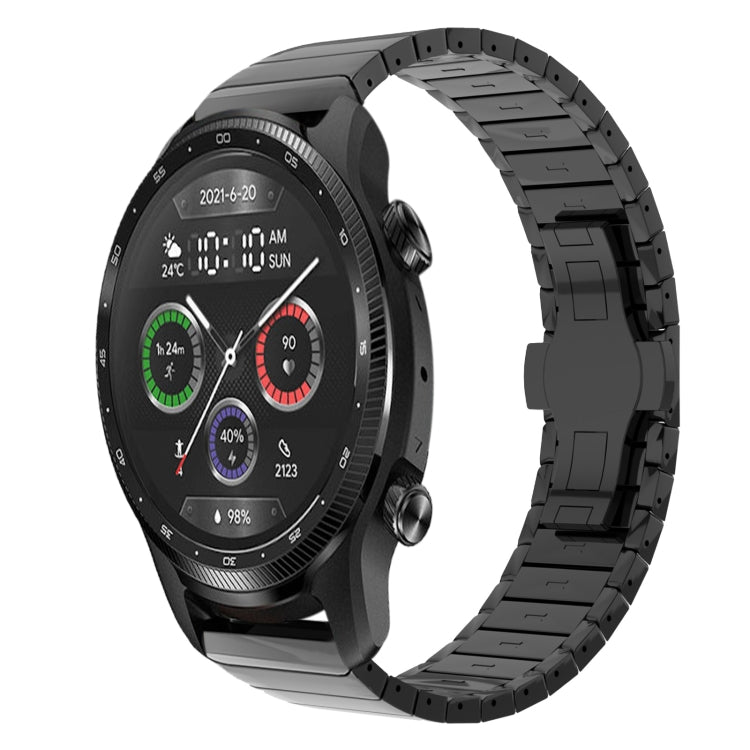 For Ticwatch Pro X 22mm One Bead Paint Butterfly Buckle Alloy Watch Band(Black) by bashfashion