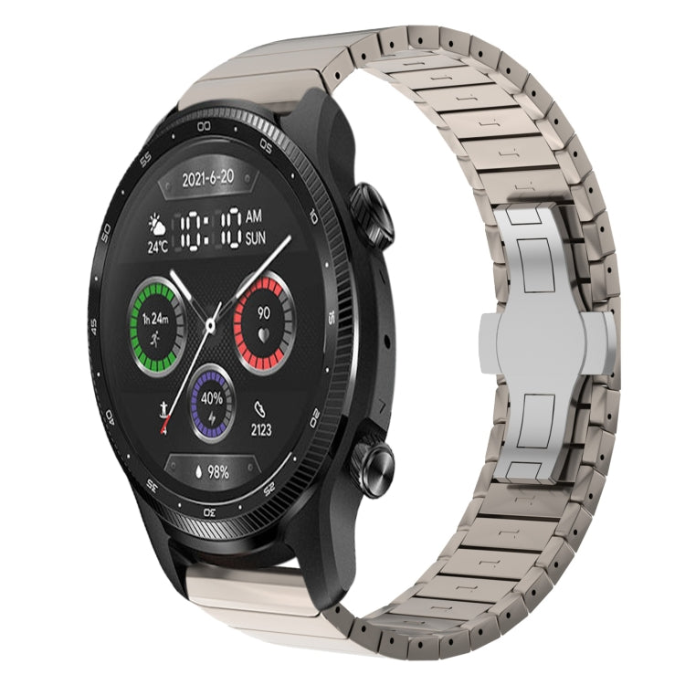 For Ticwatch Pro X 22mm One Bead Paint Butterfly Buckle Alloy Watch Band(Titanium Color) by bashfashion