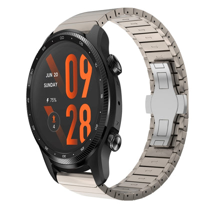 For Ticwatch Pro3 Ultra 22mm One Bead Paint Butterfly Buckle Alloy Watch Band(Titanium Color) by bashfashion