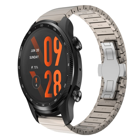 For Ticwatch Pro3 Ultra 22mm One Bead Paint Butterfly Buckle Alloy Watch Band(Titanium Color) by bashfashion