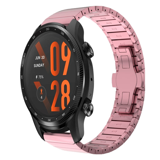 For Ticwatch Pro3 Ultra 22mm One Bead Paint Butterfly Buckle Alloy Watch Band(Pink) by bashfashion