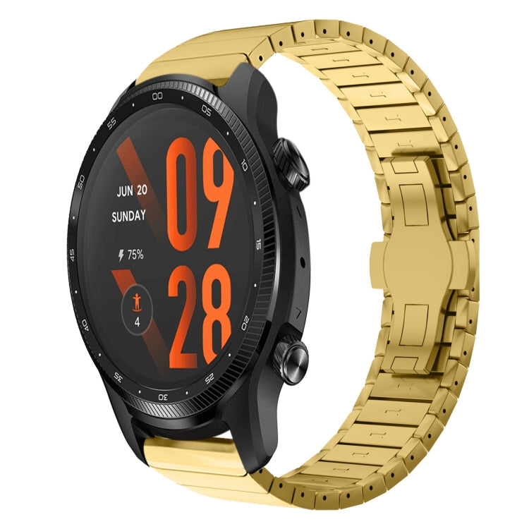 For Ticwatch Pro3 Ultra 22mm One Bead Paint Butterfly Buckle Alloy Watch Band(Gold) by bashfashion