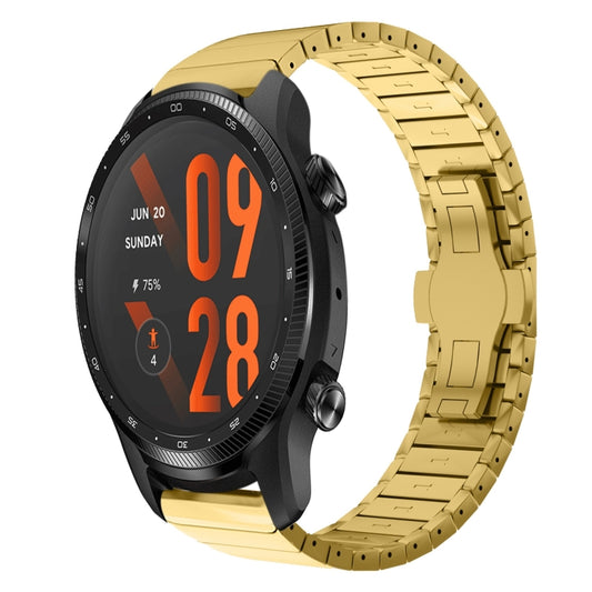 For Ticwatch Pro3 Ultra 22mm One Bead Paint Butterfly Buckle Alloy Watch Band(Gold) by bashfashion