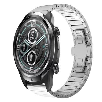 For Ticwatch Pro3 22mm One Bead Paint Butterfly Buckle Alloy Watch Band(Silver) by bashfashion