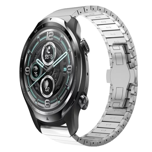 For Ticwatch Pro3 22mm One Bead Paint Butterfly Buckle Alloy Watch Band(Silver) by bashfashion