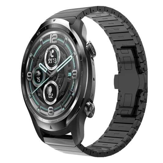 For Ticwatch Pro3 22mm One Bead Paint Butterfly Buckle Alloy Watch Band(Black) by bashfashion