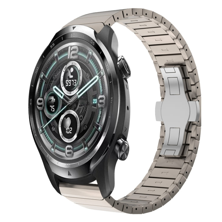 For Ticwatch Pro3 22mm One Bead Paint Butterfly Buckle Alloy Watch Band(Titanium Color) by bashfashion