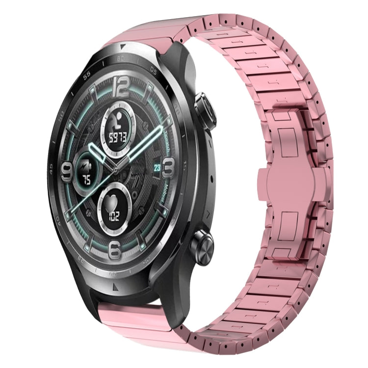 For Ticwatch Pro3 22mm One Bead Paint Butterfly Buckle Alloy Watch Band(Pink) by bashfashion