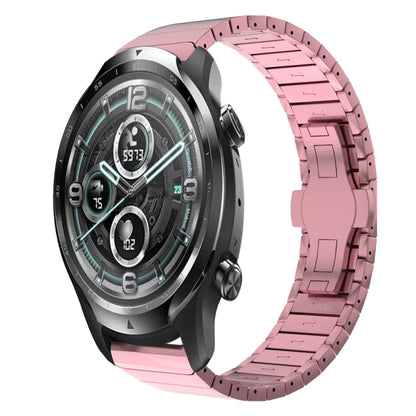 For Ticwatch Pro3 22mm One Bead Paint Butterfly Buckle Alloy Watch Band(Pink) by bashfashion