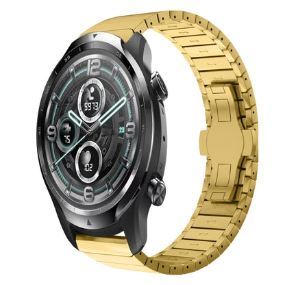 For Ticwatch Pro3 22mm One Bead Paint Butterfly Buckle Alloy Watch Band(Gold) by bashfashion