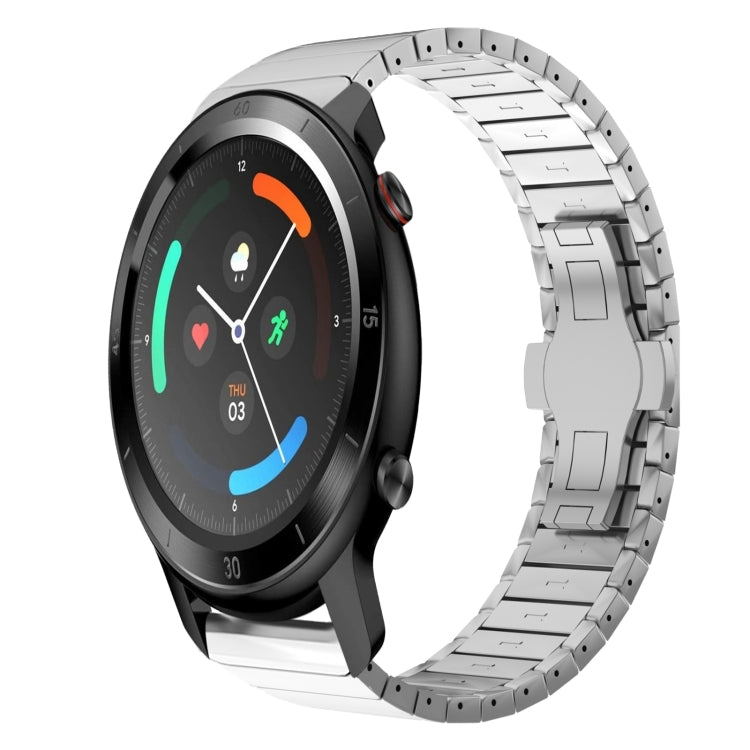 For Ticwatch GTX 22mm One Bead Paint Butterfly Buckle Alloy Watch Band(Silver) by bashfashion