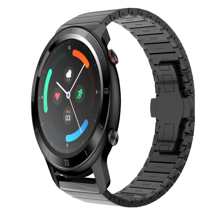 For Ticwatch GTX 22mm One Bead Paint Butterfly Buckle Alloy Watch Band(Black) by bashfashion