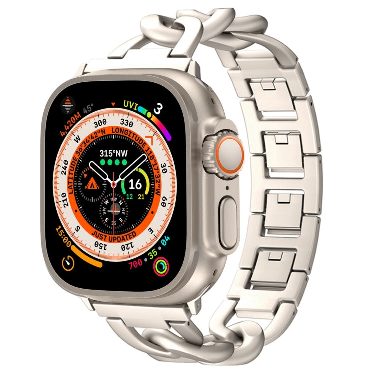 For Apple Watch Ultra 2 49mm Quick-Release Metal Chain Watch Band(Starlight) by bashfashion