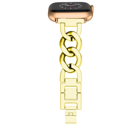 For Apple Watch Series 9 45mm Quick-Release Metal Chain Watch Band(Gold) by bashfashion