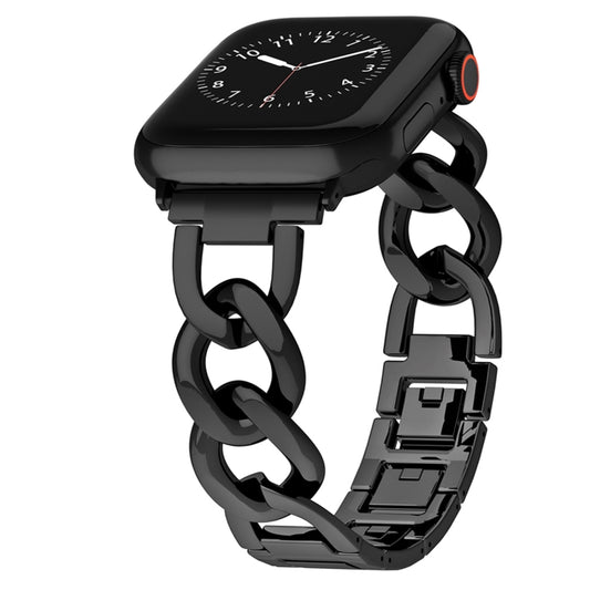 For Apple Watch Series 6 44mm Quick-Release Metal Chain Watch Band(Black) by bashfashion