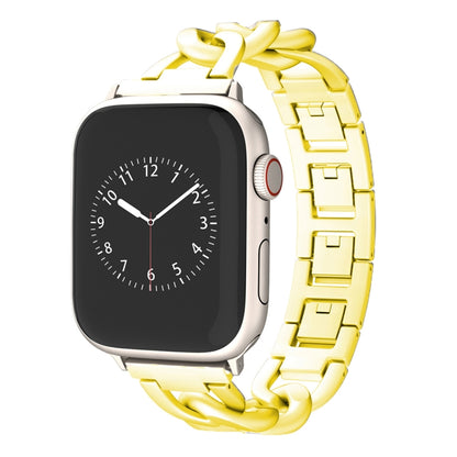 For Apple Watch Series 7 41mm Quick-Release Metal Chain Watch Band(Gold) by bashfashion