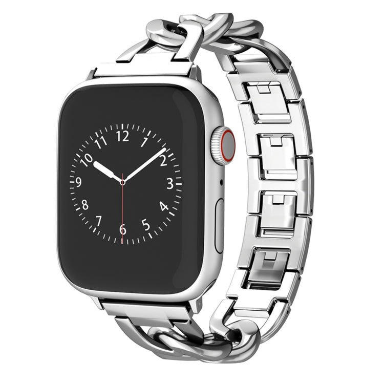 For Apple Watch Series 7 41mm Quick-Release Metal Chain Watch Band(Silver) by bashfashion