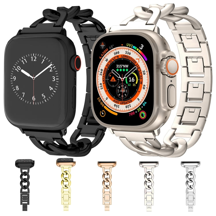 For Apple Watch Series 3 38mm Quick-Release Metal Chain Watch Band(Rose Gold) by bashfashion