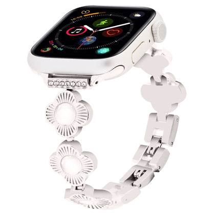 For Apple Watch Series 4 44mm Four Leaf Clover Quick-Release Metal Chain Watch Band(Starlight) by bashfashion
