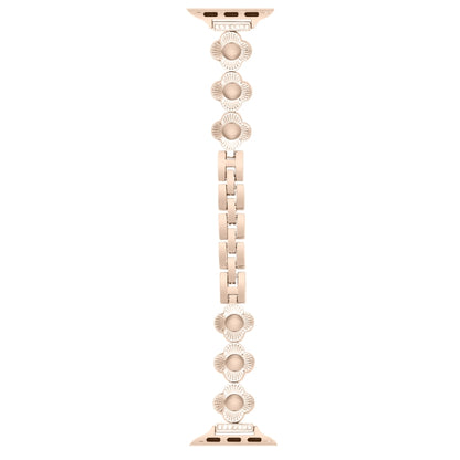 For Apple Watch Series 7 41mm Four Leaf Clover Quick-Release Metal Chain Watch Band(Rose Gold) by bashfashion