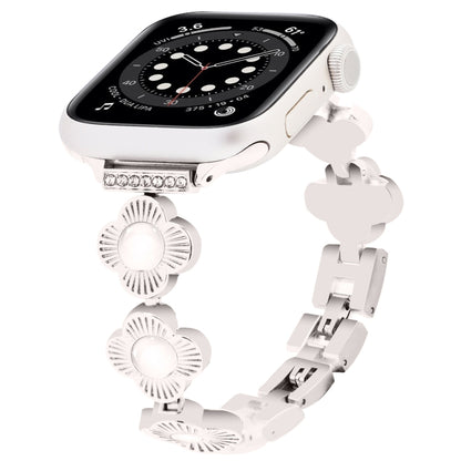 For Apple Watch Series 6 40mm Four Leaf Clover Quick-Release Metal Chain Watch Band(Starlight) by bashfashion