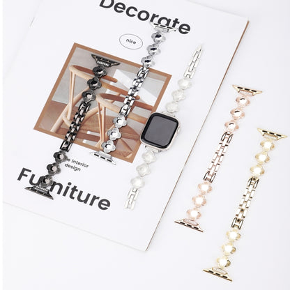 For Apple Watch Series 6 44mm Four Leaf Clover Quick-Release Metal Chain Watch Band(Silver) by bashfashion