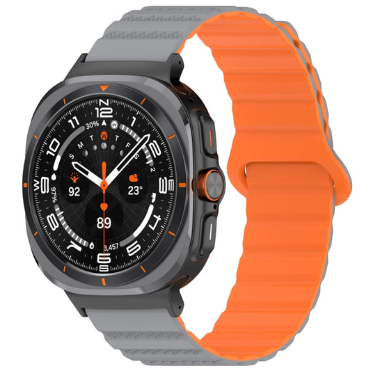 For Samsung Galaxy Watch Ultra 47mm Spot Pattern Two Color Magnetic Silicone Watch Band(Gray Orange) by bashfashion
