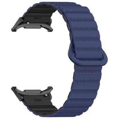 For Samsung Galaxy Watch Ultra 47mm Spot Pattern Two Color Magnetic Silicone Watch Band(Dark Blue Black) by bashfashion