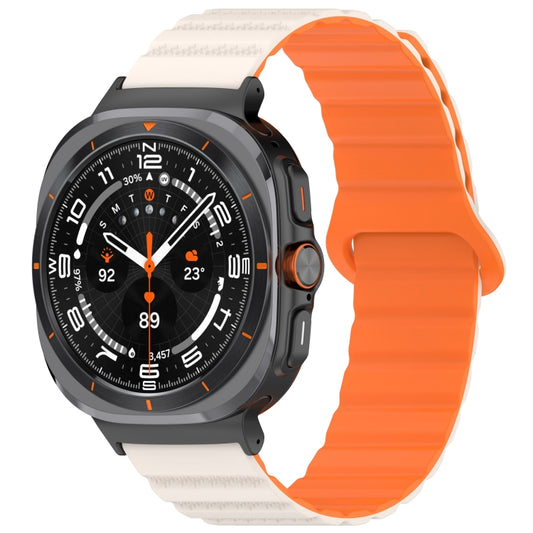 For Samsung Galaxy Watch Ultra 47mm Spot Pattern Two Color Magnetic Silicone Watch Band(Starlight Orange) by bashfashion