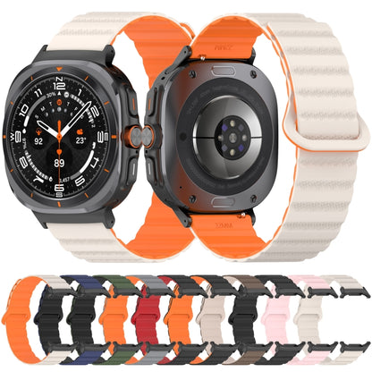 For Samsung Galaxy Watch Ultra 47mm Spot Pattern Two Color Magnetic Silicone Watch Band(Dark Blue Black) by bashfashion