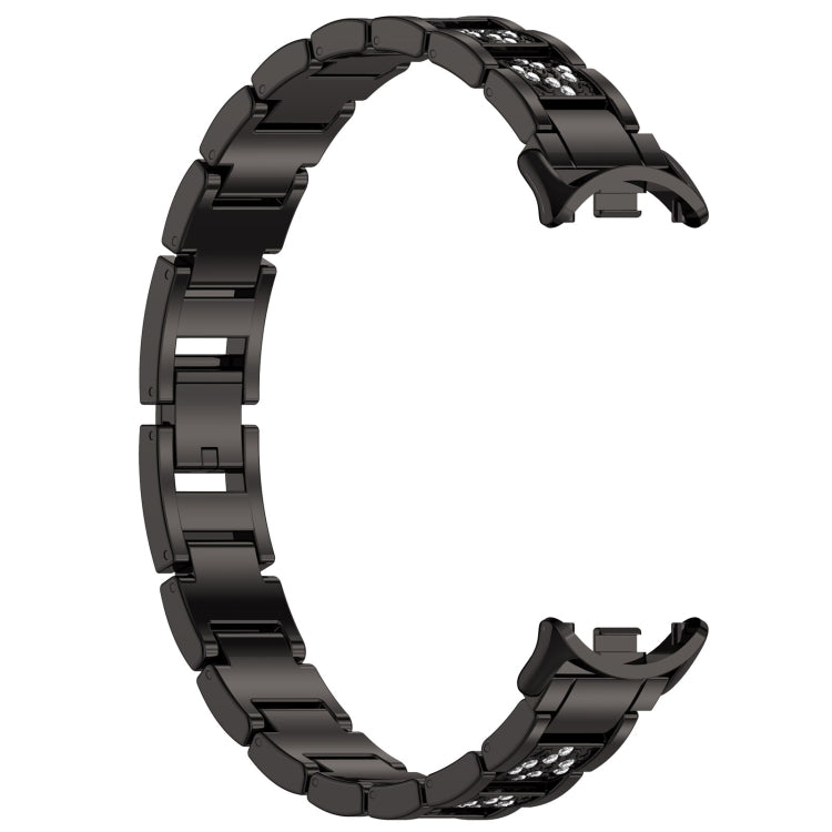 For Xiaomi Smart Band 9 / 9 NFC Diamond Three Beads Stainless Steel Metal Watch Band(Black) by bashfashion