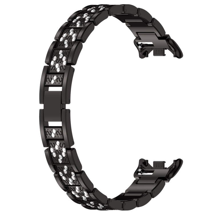 For Xiaomi Smart Band 9 / 9 NFC Diamond Three Beads Stainless Steel Metal Watch Band(Black) by bashfashion