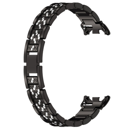 For Xiaomi Smart Band 9 / 9 NFC Diamond Three Beads Stainless Steel Metal Watch Band(Black) by bashfashion