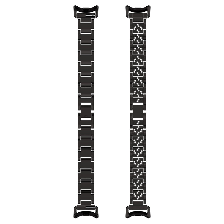 For Xiaomi Smart Band 9 / 9 NFC Diamond Three Beads Stainless Steel Metal Watch Band(Black) by bashfashion