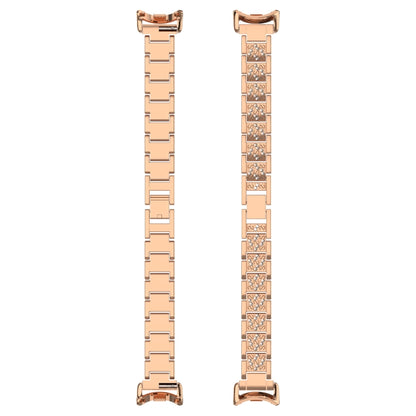 For Xiaomi Smart Band 9 / 9 NFC Diamond Three Beads Stainless Steel Metal Watch Band(Rose Gold) by bashfashion