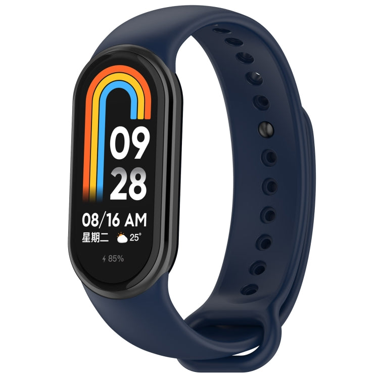 For Xiaomi Smart Band 9 / 9 NFC Metal Connector Solid Color Silicone Watch Band(Midnight Blue) by bashfashion