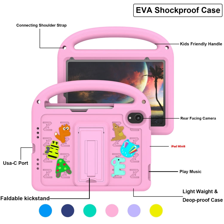 For iPad mini 6 / mini 2024 Cartoon Sparrow EVA Shockproof Tablet Case(Pink) by bashfashion