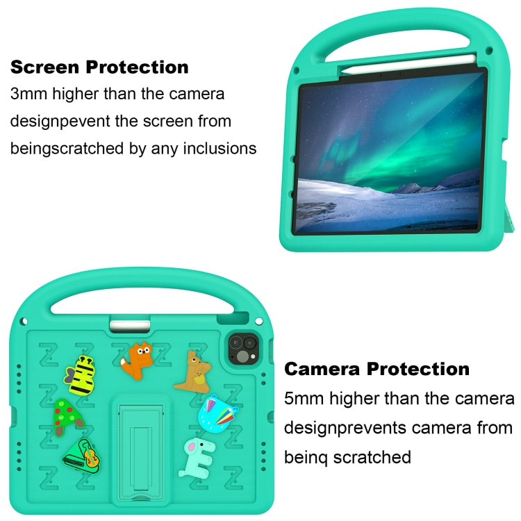 For iPad Air 11 2025 / 2024 Cartoon Sparrow EVA Shockproof Tablet Case(Glacier Green) by bashfashion