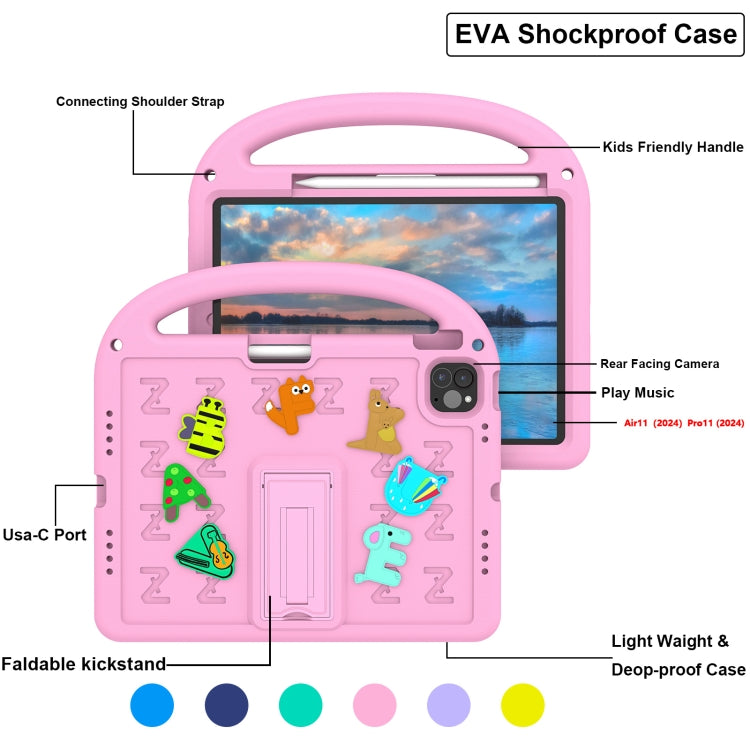 For iPad Pro 11 2025 / 2024 Cartoon Sparrow EVA Shockproof Tablet Case(Pink) by bashfashion