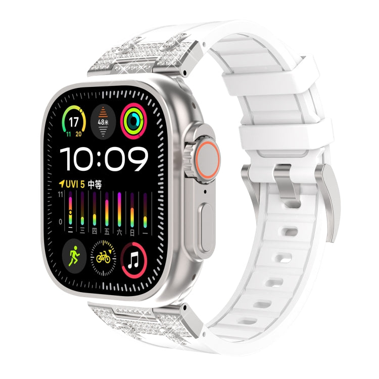 For Apple Watch Ultra 49mm Diamond Starry Sky Silicone Watch Band(White) by bashfashion