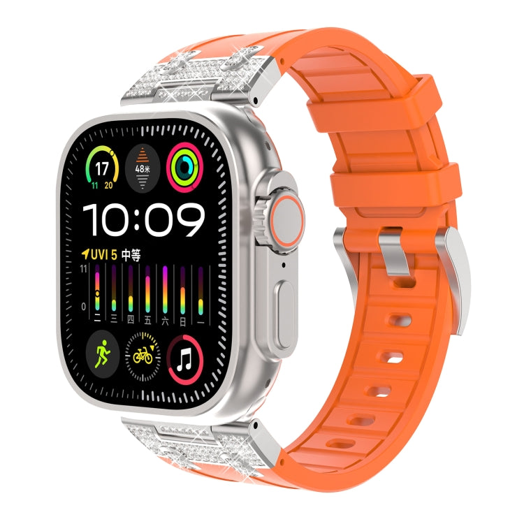 For Apple Watch Ultra 49mm Diamond Starry Sky Silicone Watch Band(Orange) by bashfashion