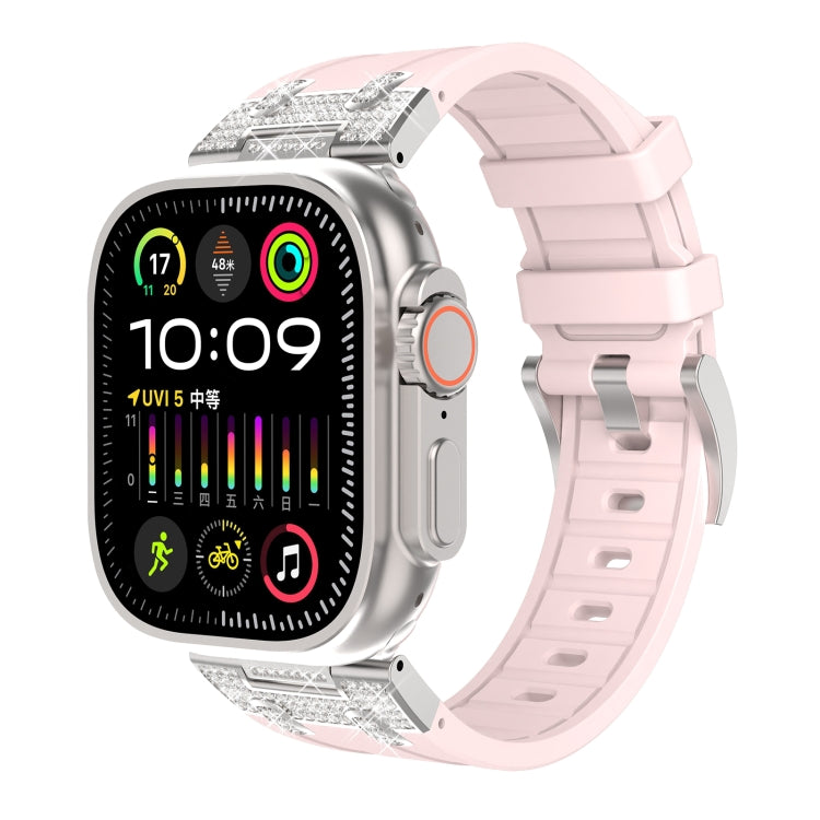 For Apple Watch Ultra 49mm Diamond Starry Sky Silicone Watch Band(Pink) by bashfashion