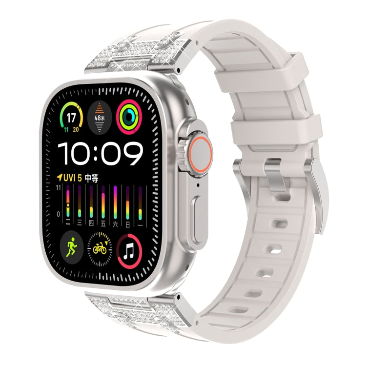 For Apple Watch Ultra 49mm Diamond Starry Sky Silicone Watch Band(Starlight) by bashfashion
