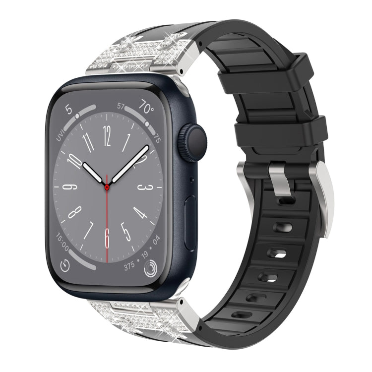 For Apple Watch Series 8 45mm Diamond Starry Sky Silicone Watch Band(Black) by bashfashion